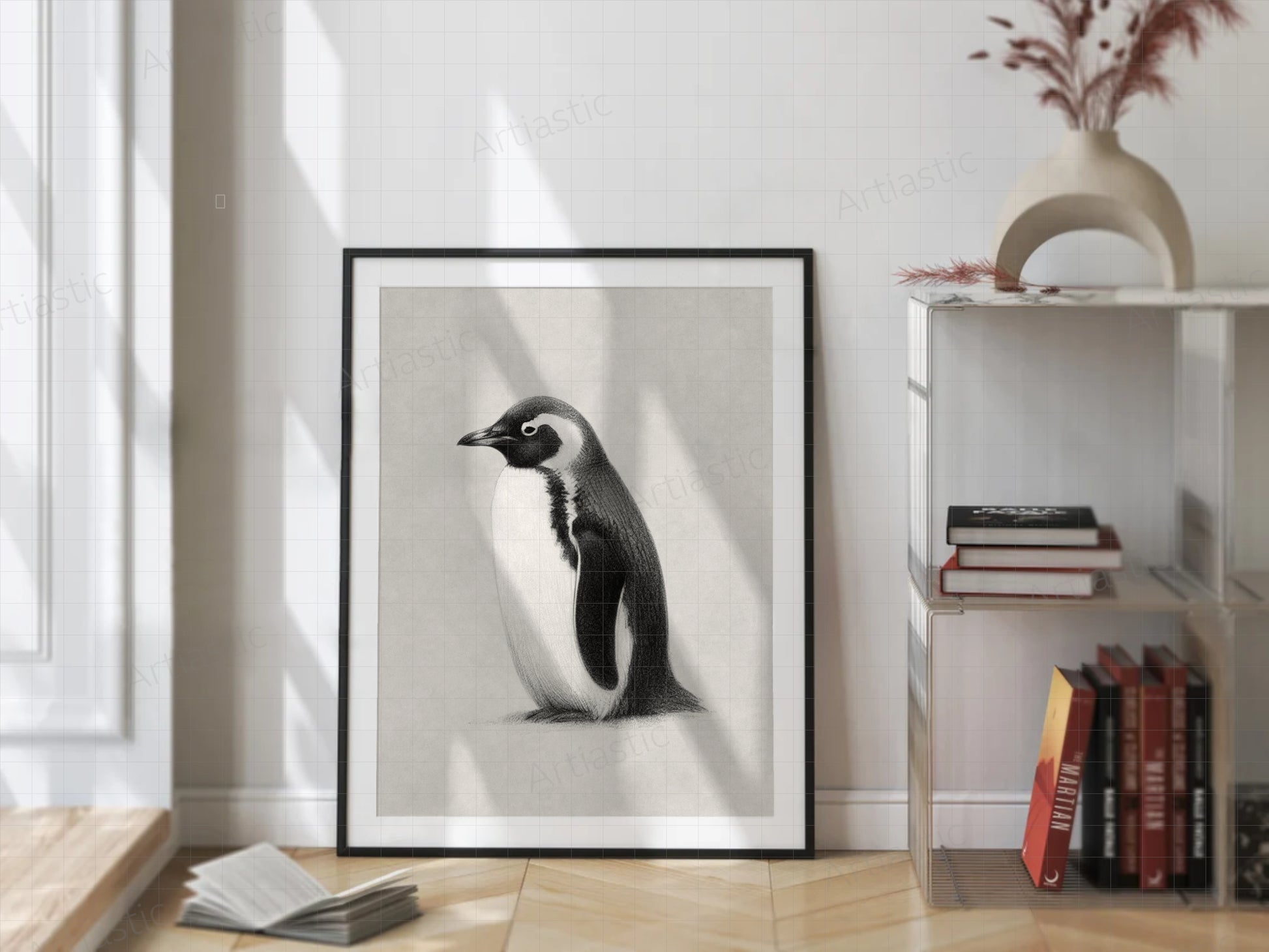 minimalist illustration of a penguin by artiastic