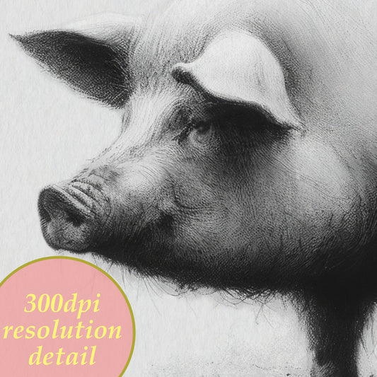 printable of a pig farm animals wall art 300dpi