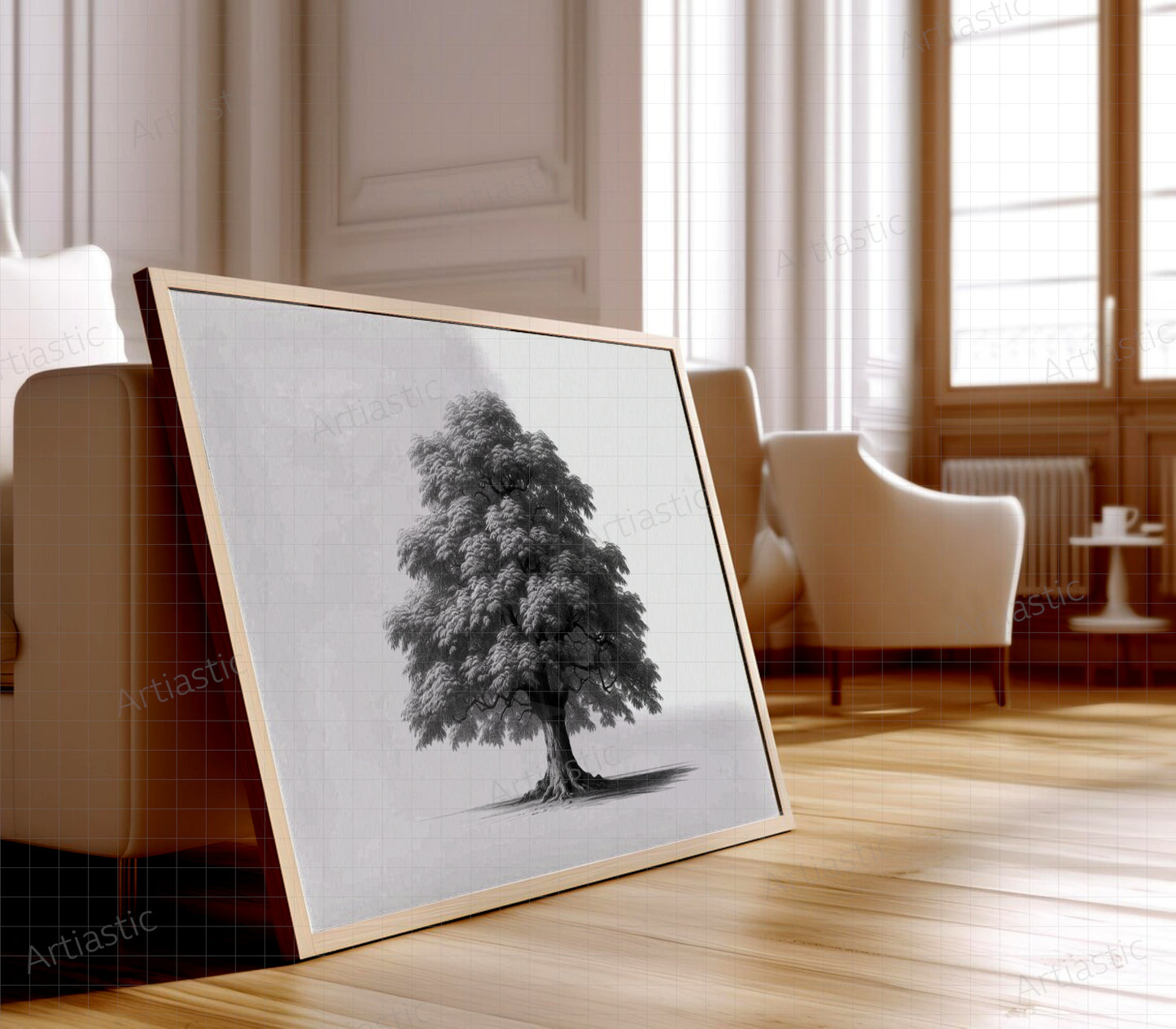 chesnut tree printable drawing wall art framed