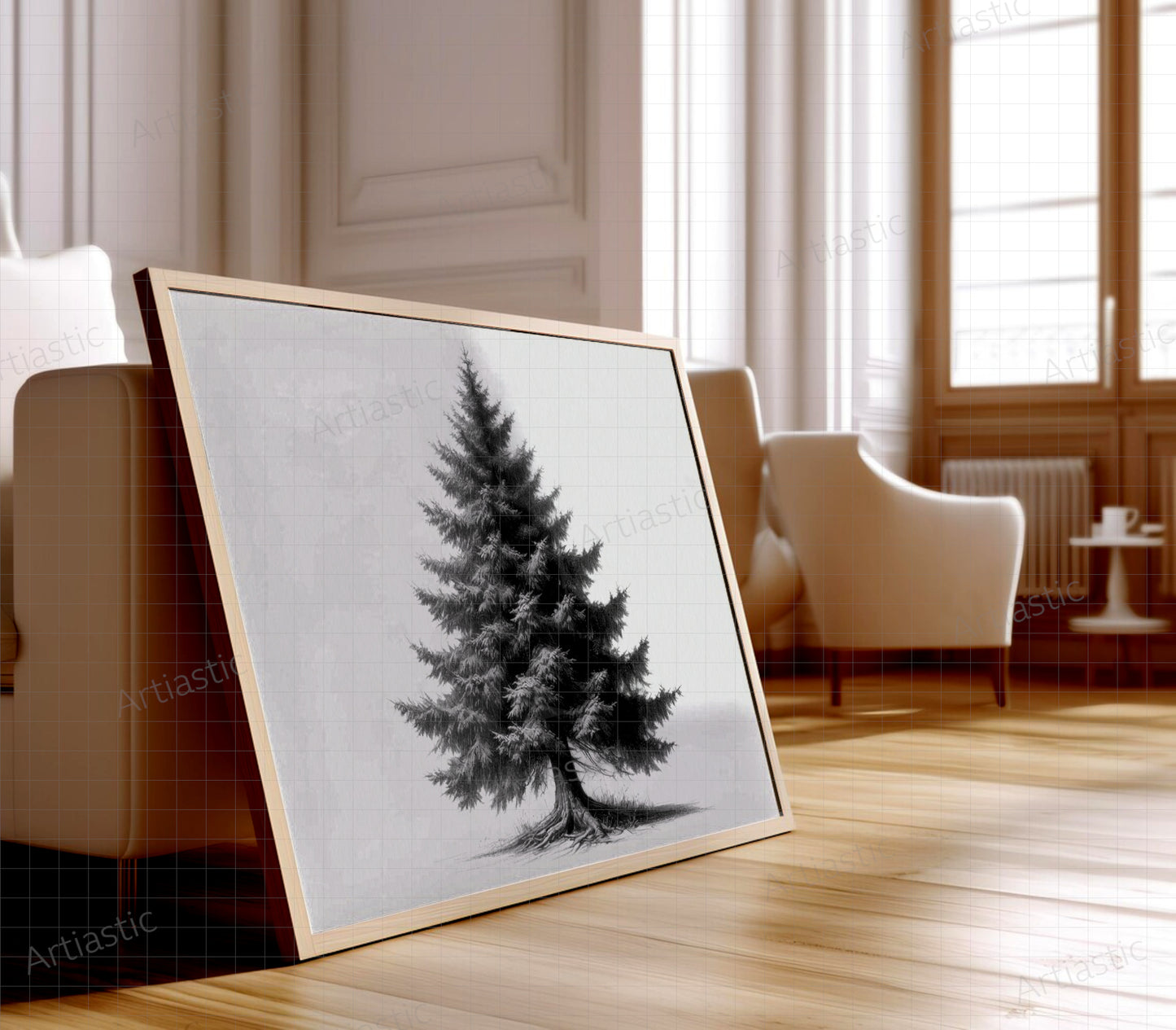 printable wall art of a spruce tree artwork