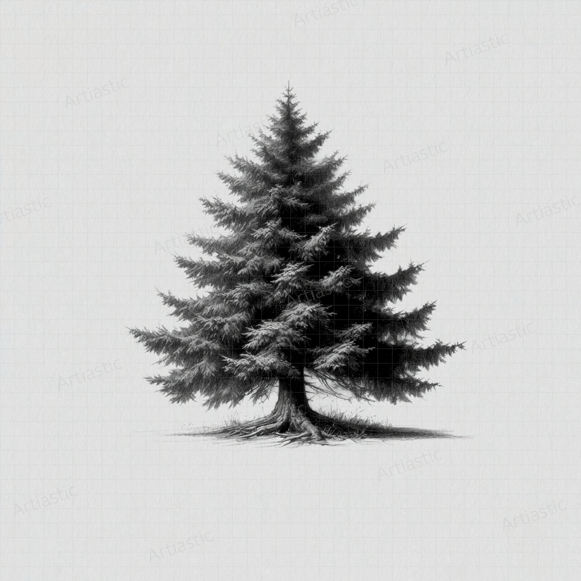 printable wall art of a spruce tree