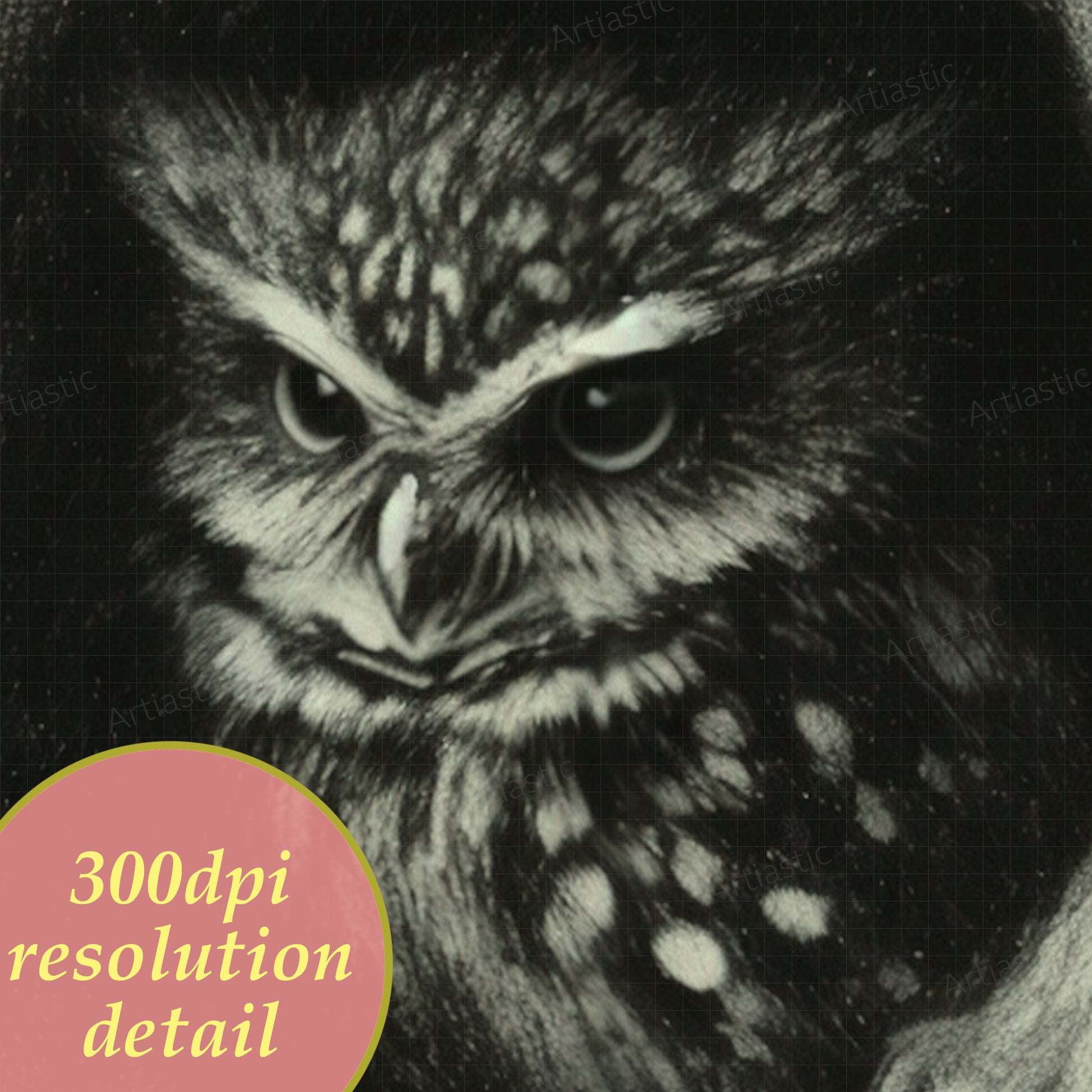 eagle owl print artwork