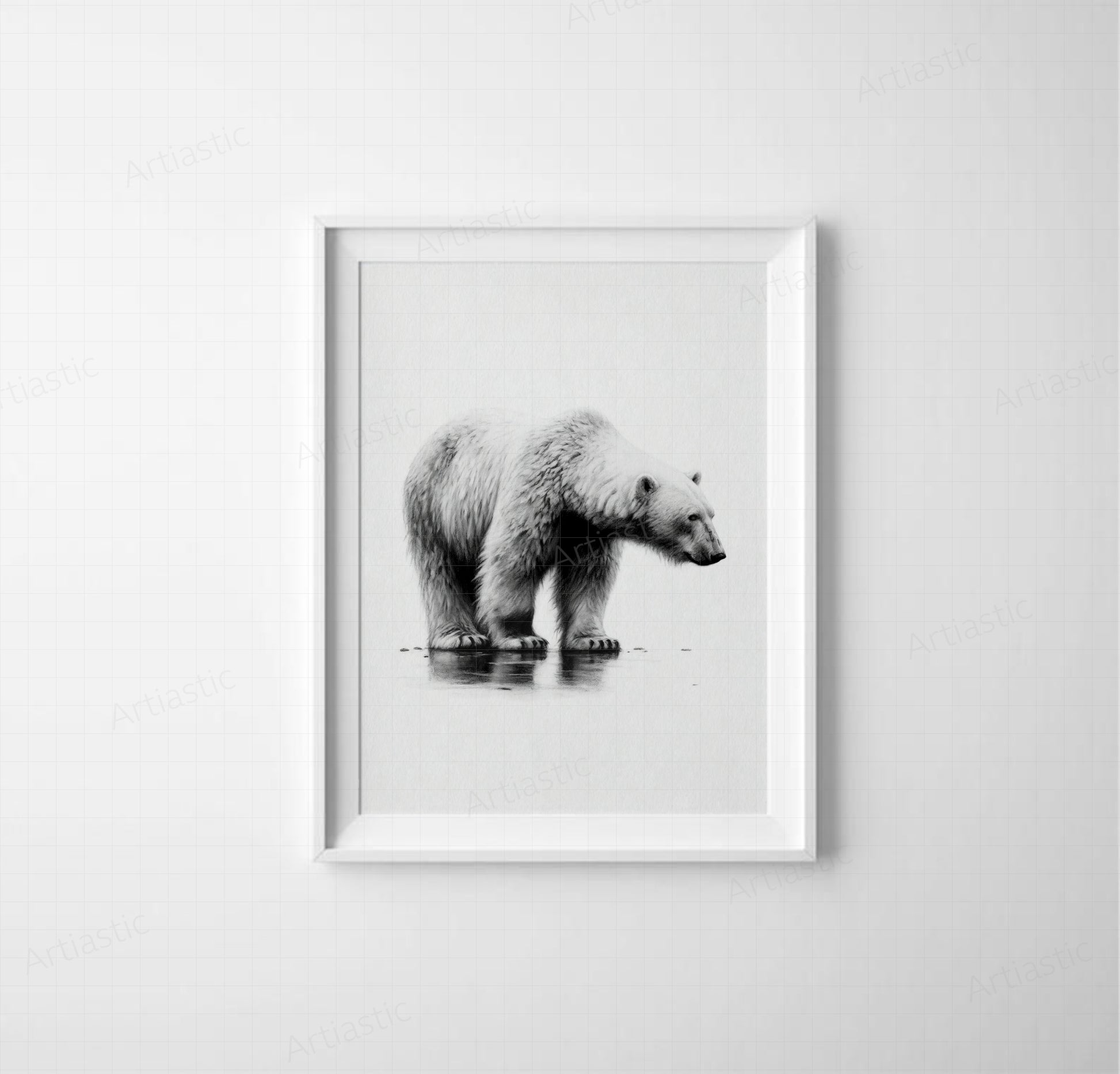 polar bear charcoal digital drawing