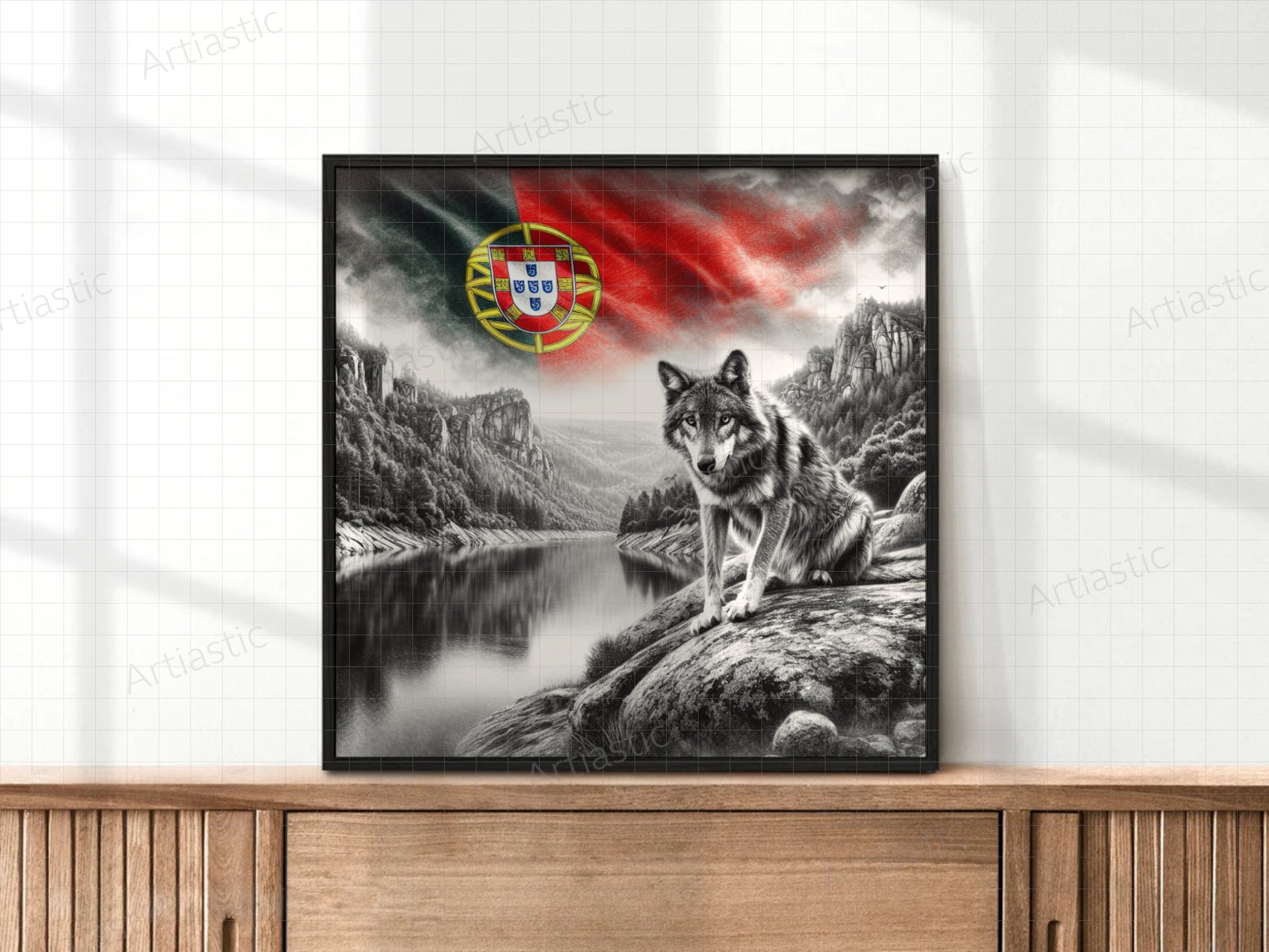 portugal wolf square wall art