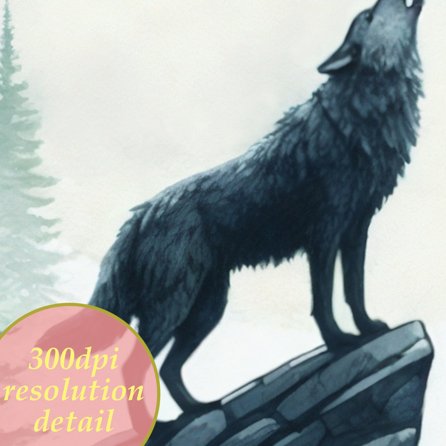 printable watercolor painting wolf wall art 300dpi