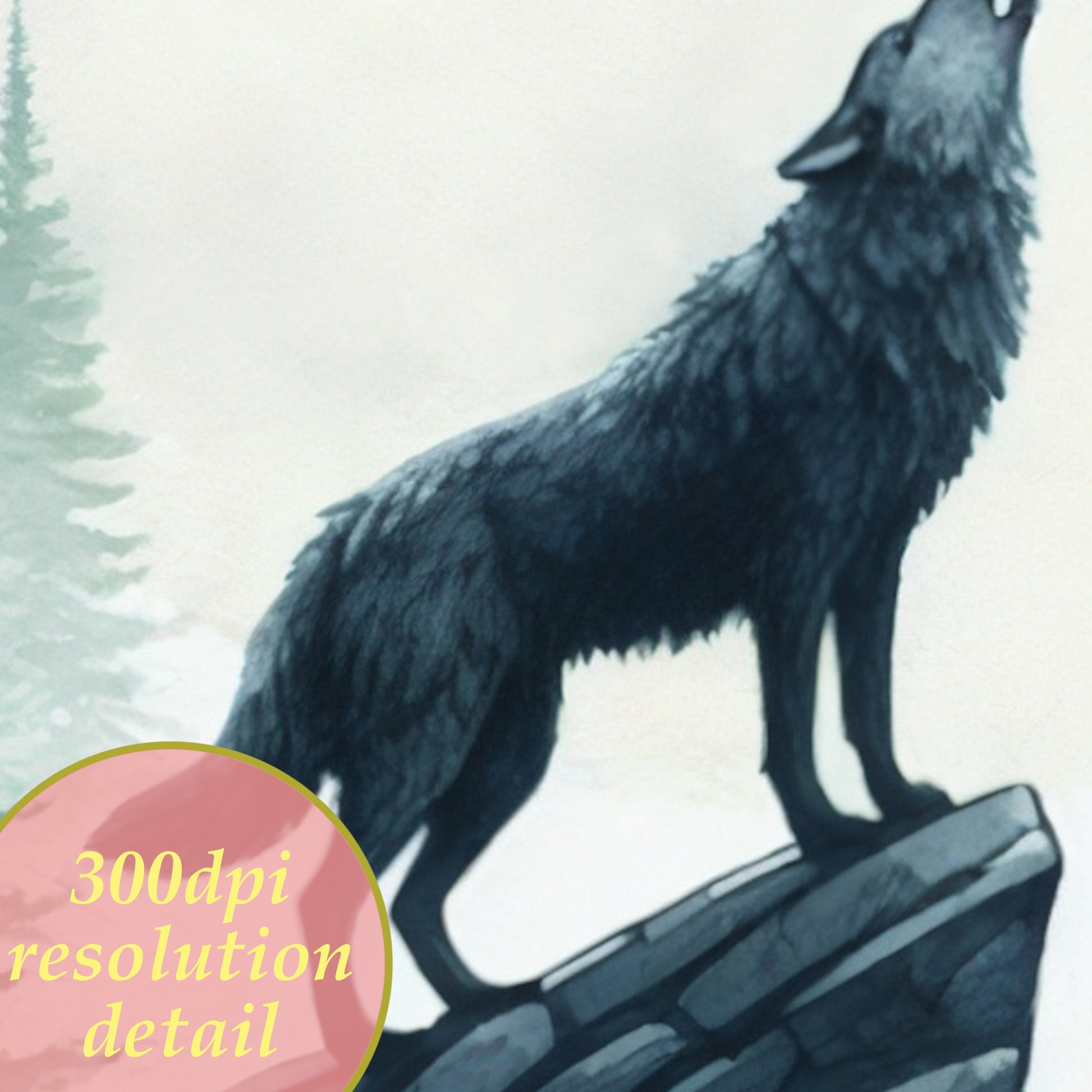 printable watercolor painting wolf wall art 300dpi