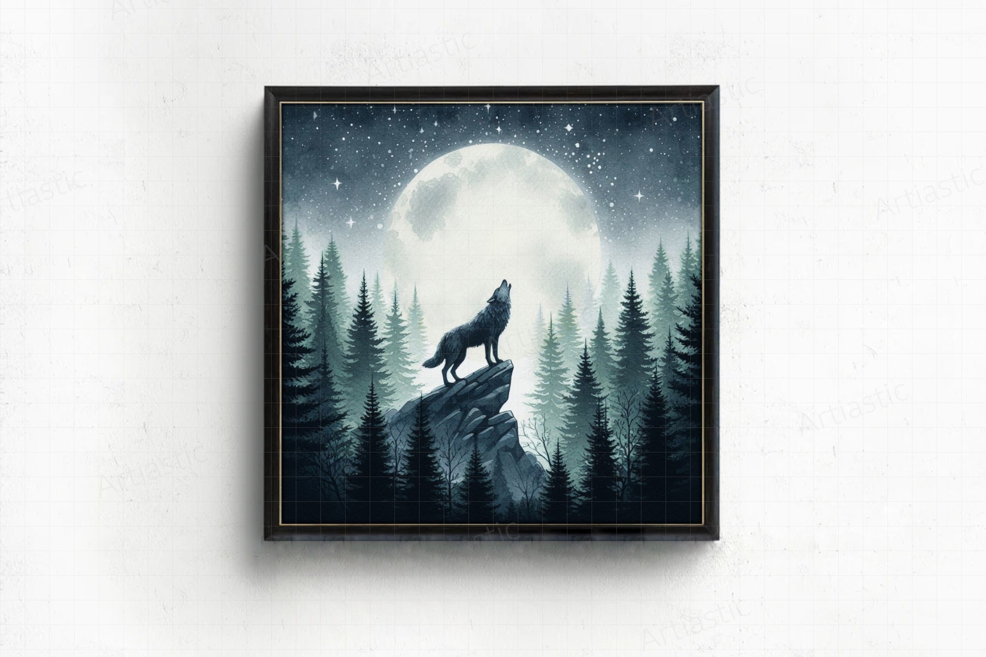 printable watercolor drawing wolf