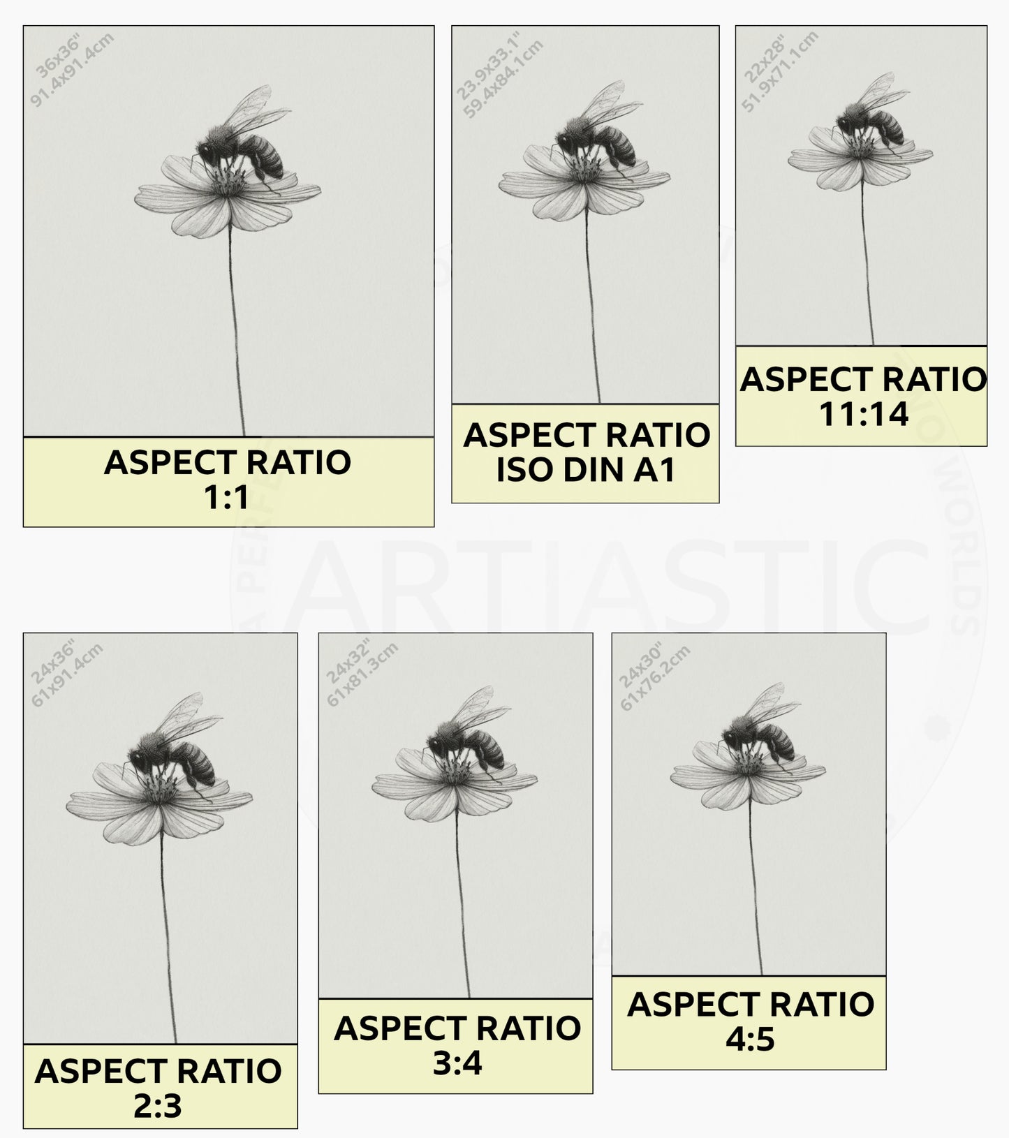 bee flower artwork charcoal ratios