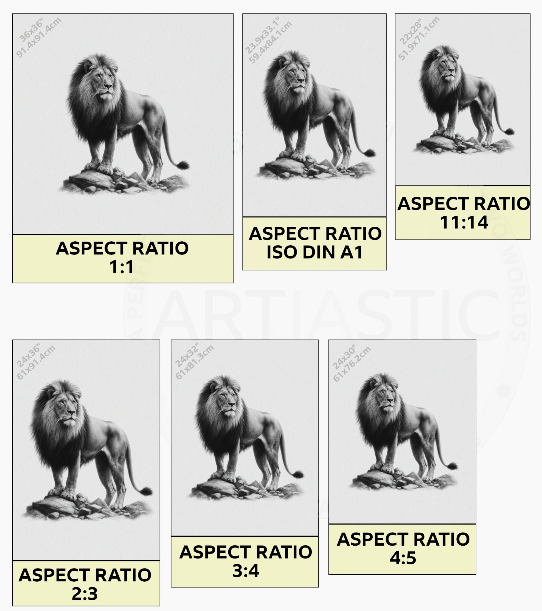 printable charcoal drawing of a lion wall art ratios