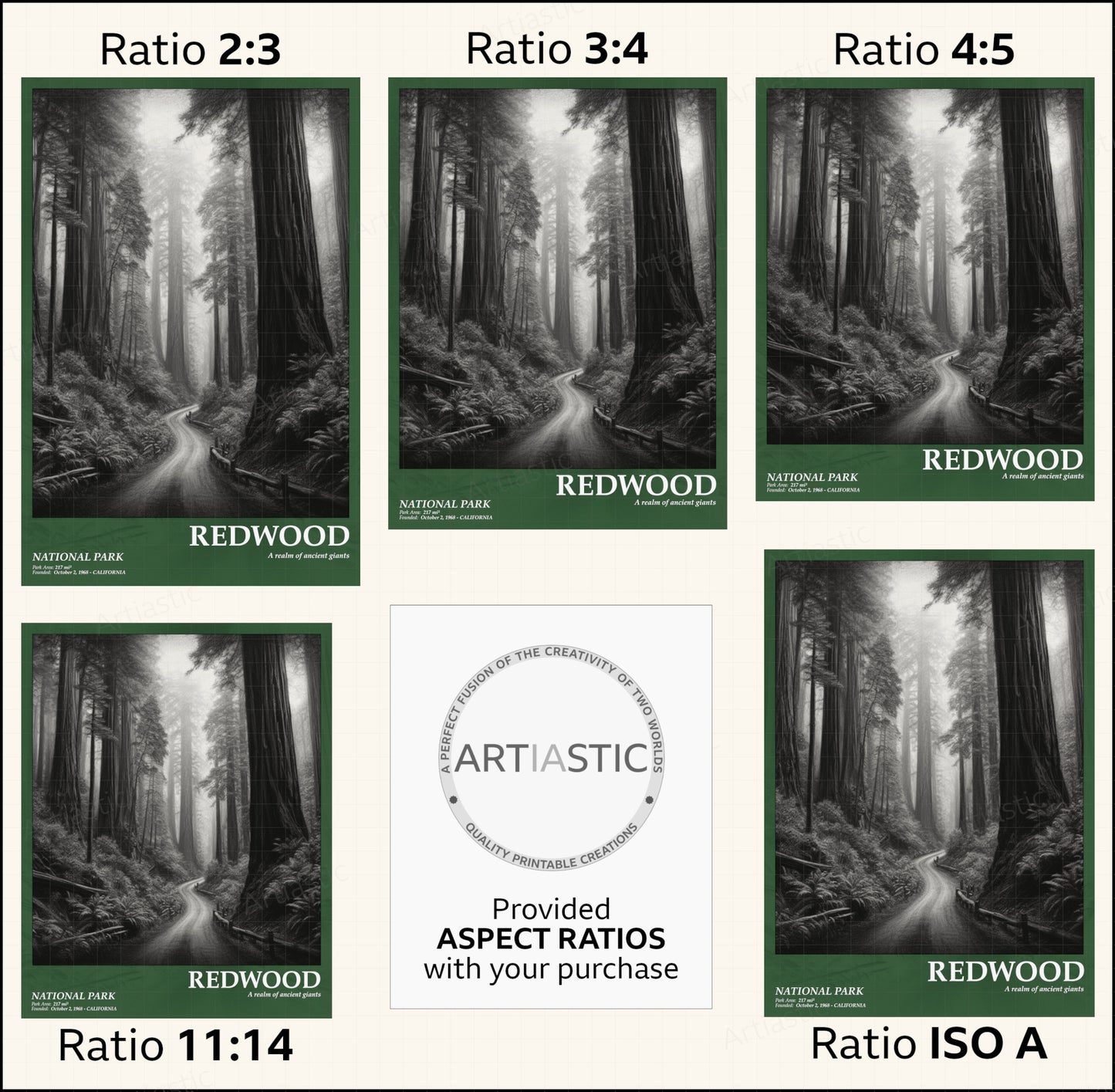 Redwood national park poster aspect ratios