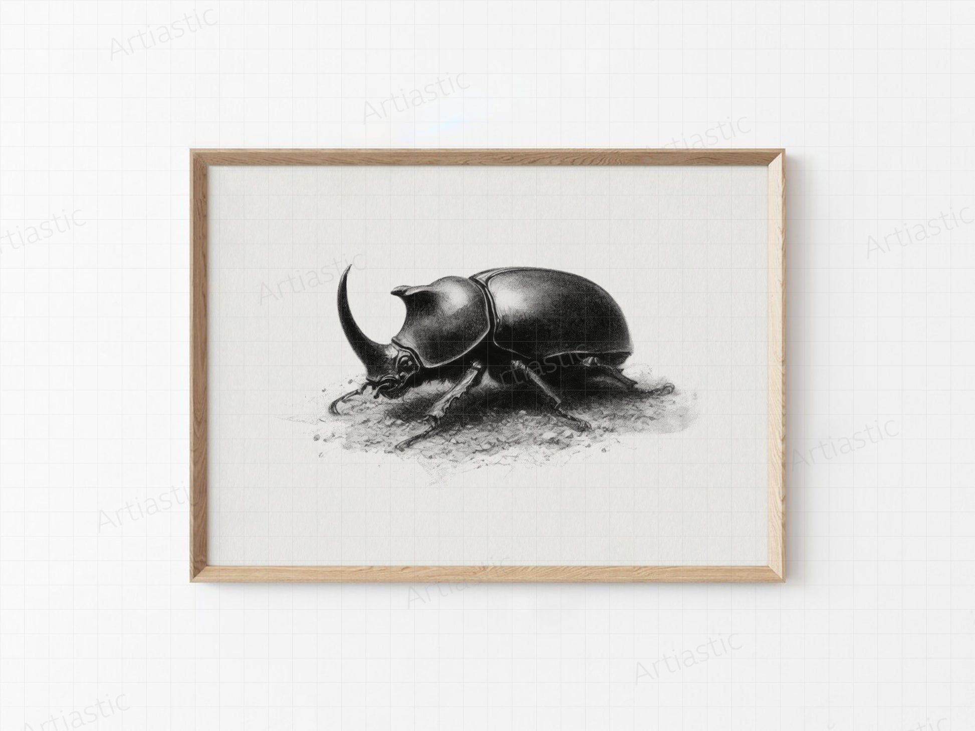 rhinoceros beetle printable ilustration wall art