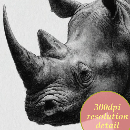 printable drawing of a rhinoceros 300dpi