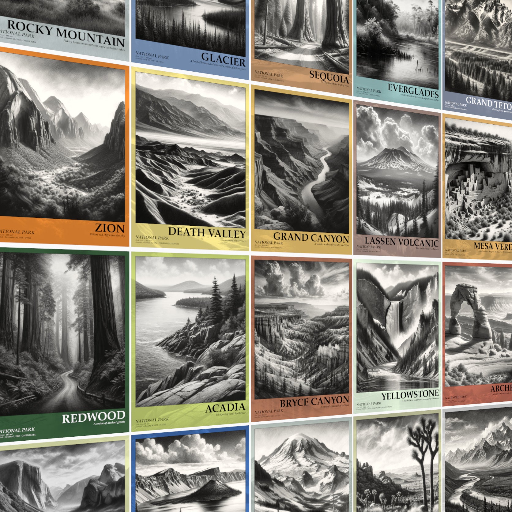 set of national parks posters