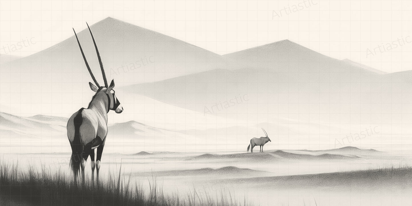 drawing namibia desert with Oryx