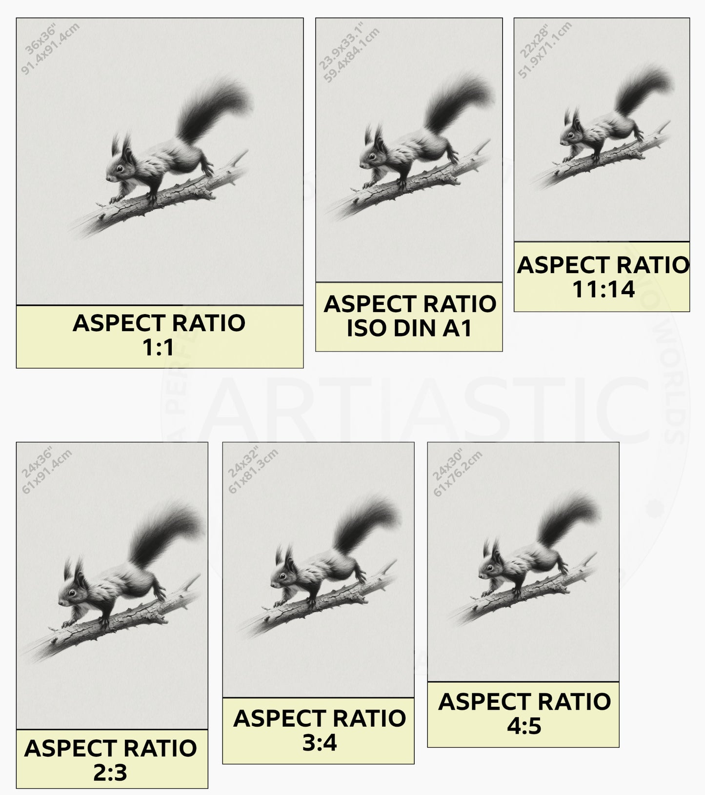 printable drawing squirrel wall art ratios