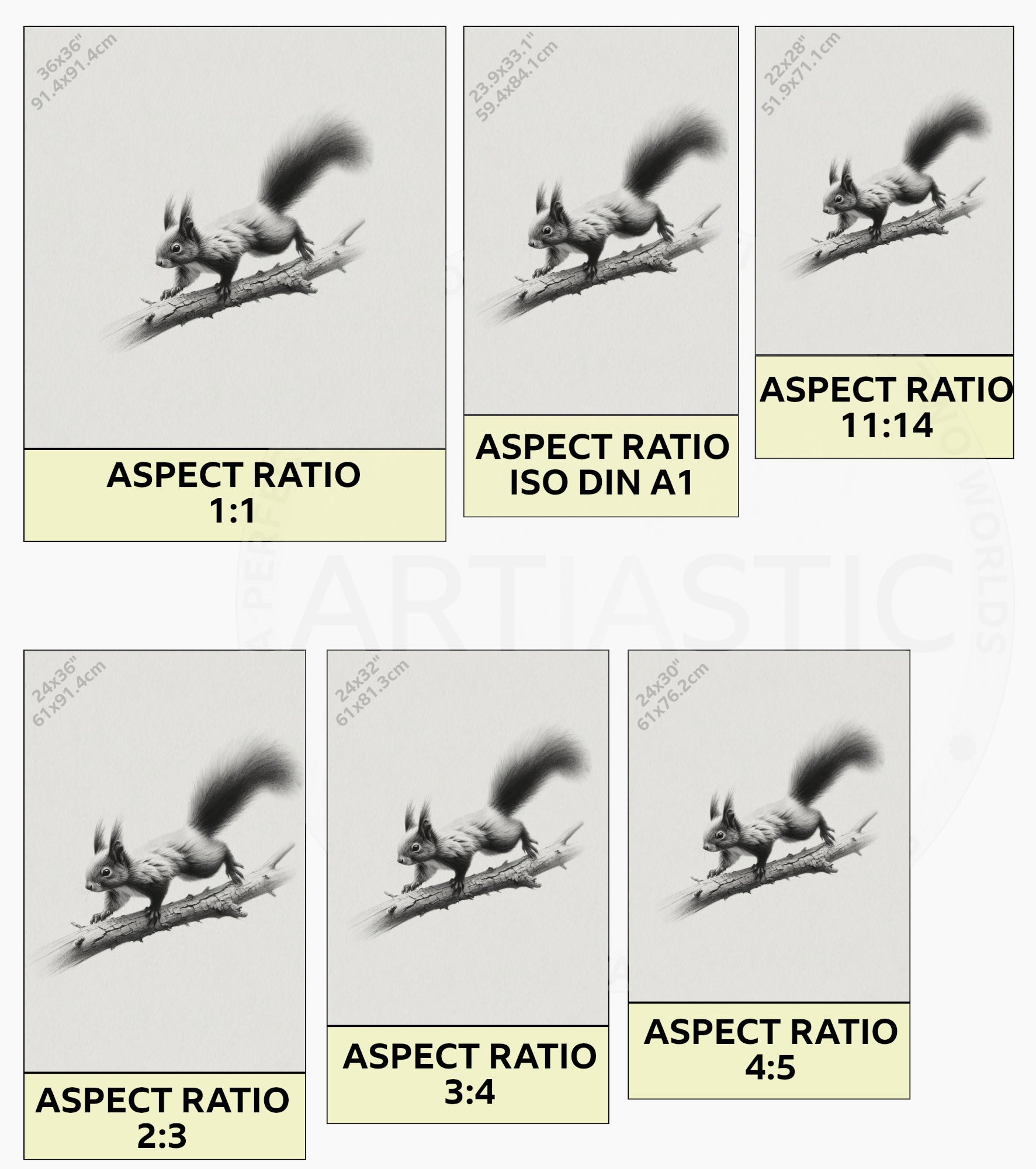 printable drawing squirrel wall art ratios