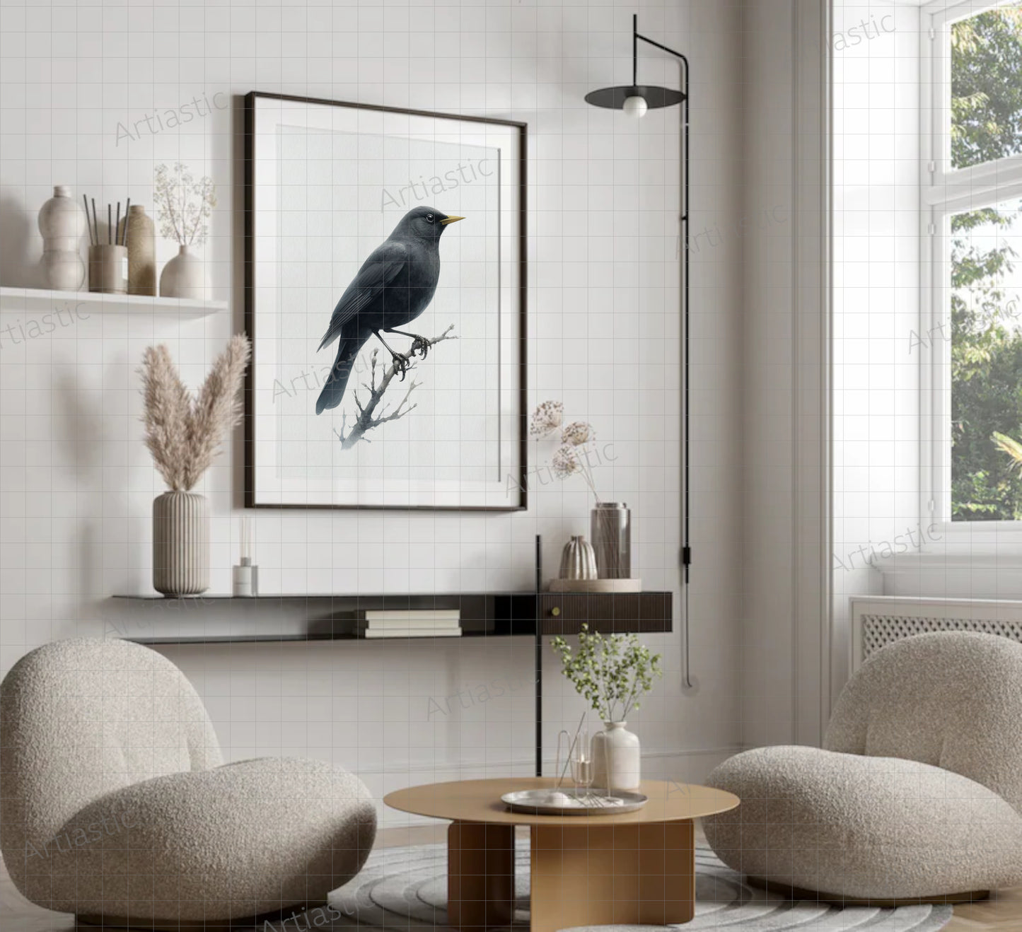 Blackbird watercolor print & framed wall art