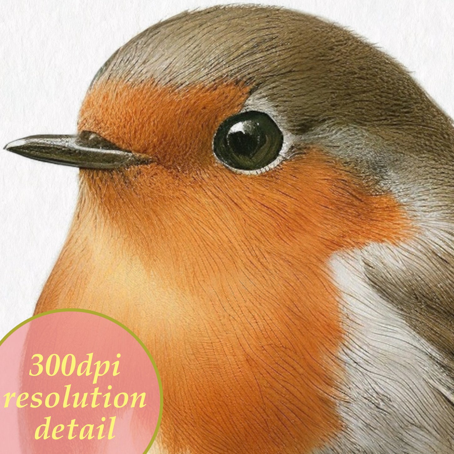 Red Robin watercolor printable drawing detail